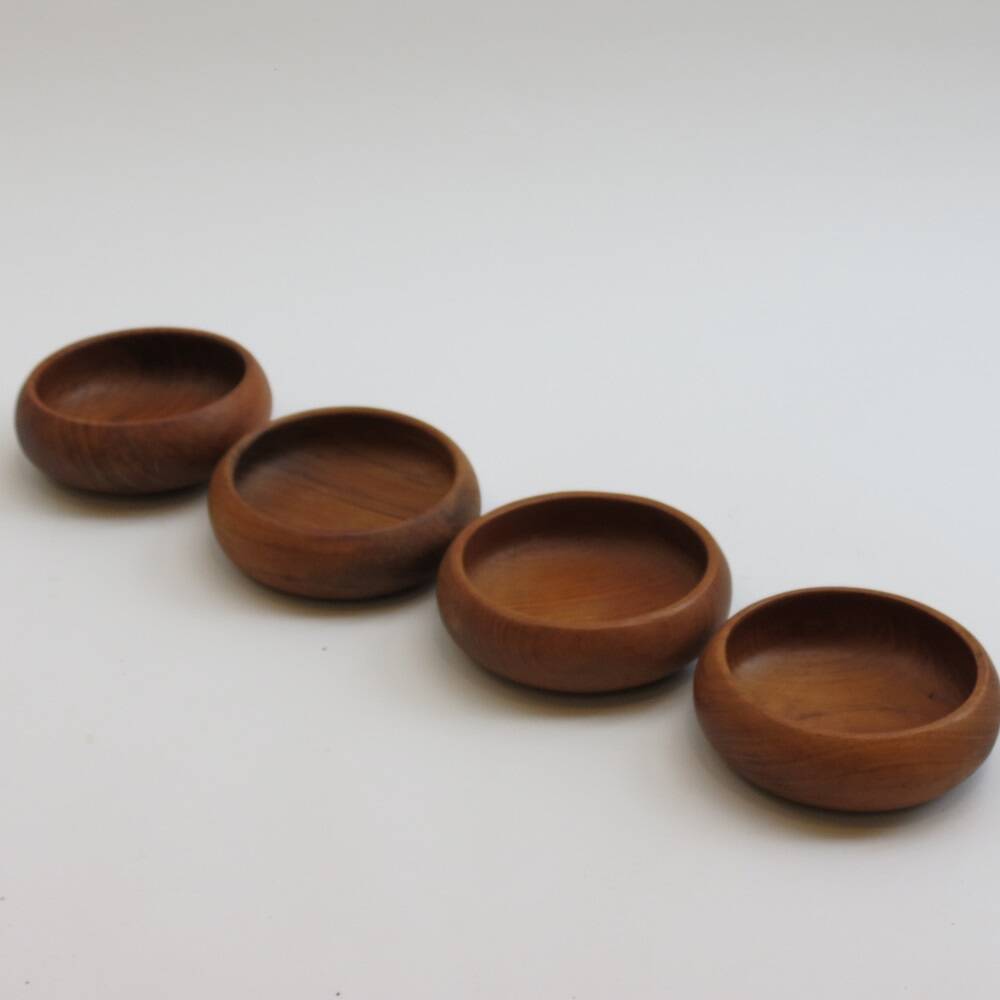 Set of 4 Midcentury Teak Wooden Serving Bowls 1960s