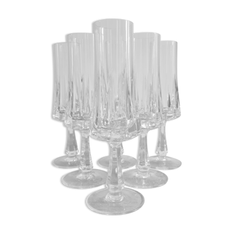 Service of 6 vintage crystal champagne flutes