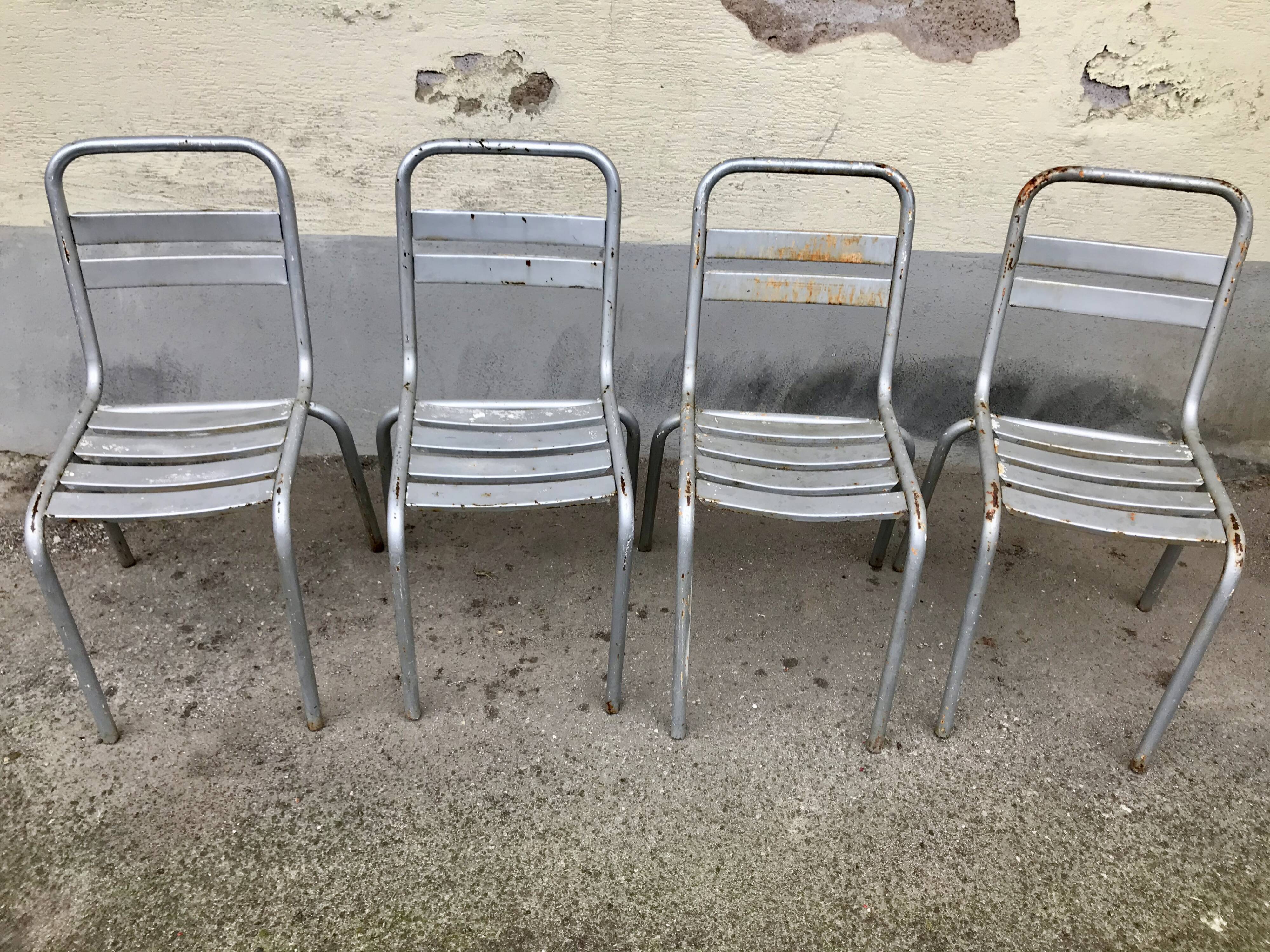 Série de 4 chaises bistrot Tolix modèle T2 bar café restaurant troquet