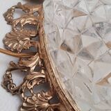 Round ceiling or wall light, in glass from the 70s, vintage.