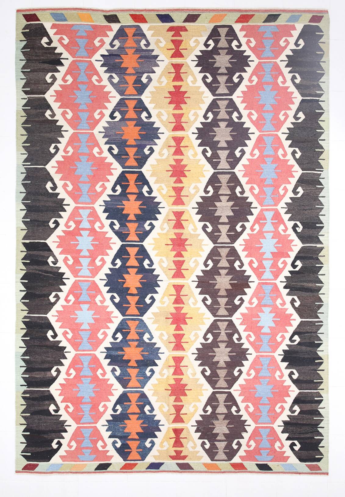 8x12 Kilim Red & Navy Blue Persian Kilim Rug, 255x376Cm