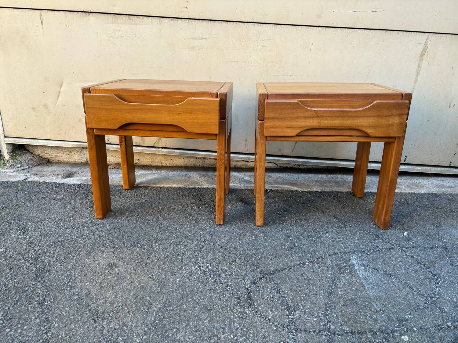 Pair of elm bedside tables Maison Regain 80'
