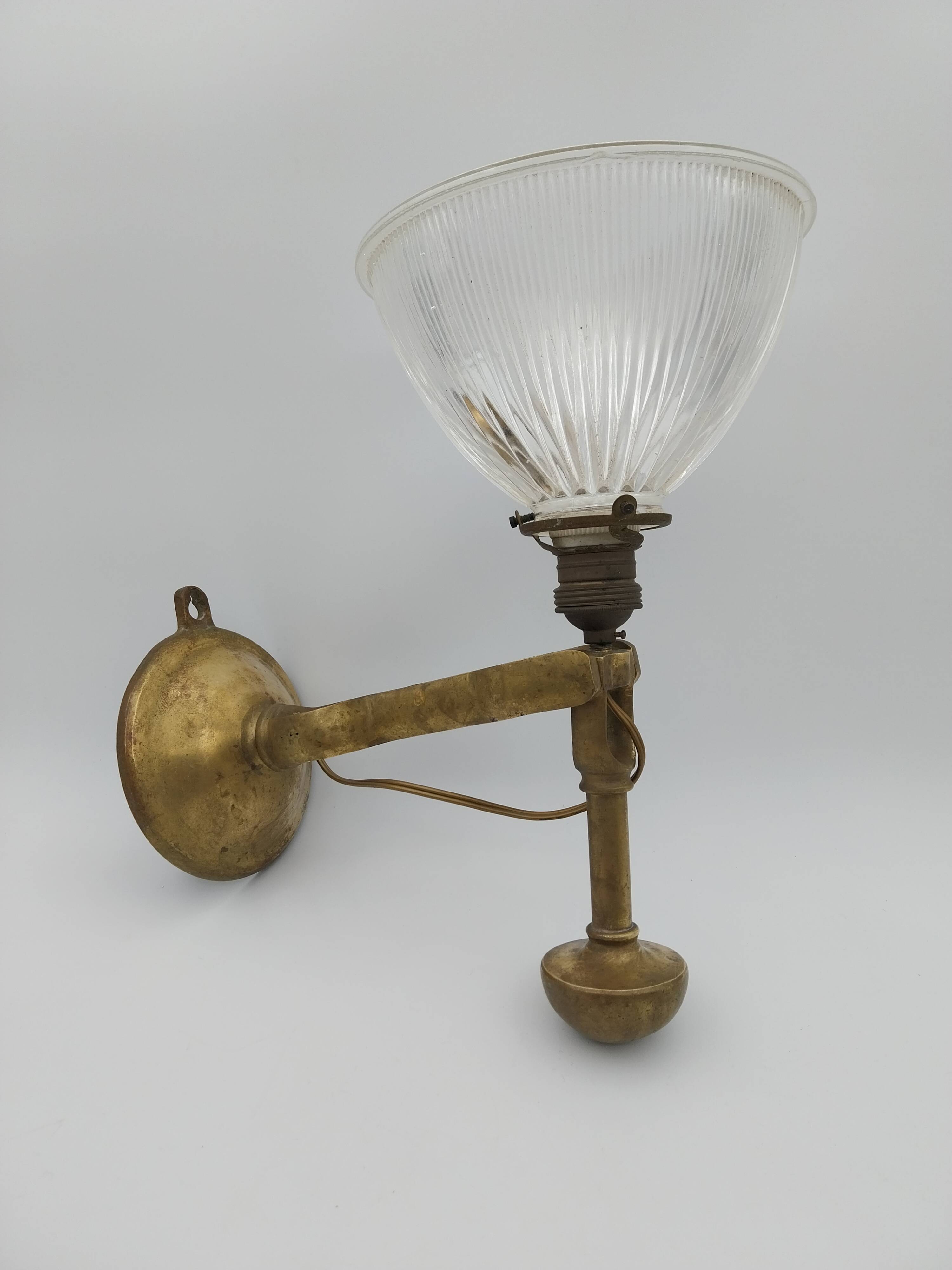 Old passageway wall lamp Marine lamp with holophane tulip pendulum