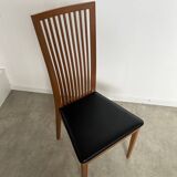 Set of 4 high back chairs in wood and imitation leather Italian design Calligaris