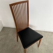 Set of 4 high back chairs in wood and imitation leather Italian design Calligaris