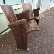 Pair of vintage antique wooden cinema chair s