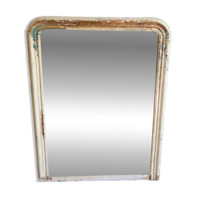 Grand miroir Louis-Philippe ancien patiné en bois mouluré 139 x 106 cm