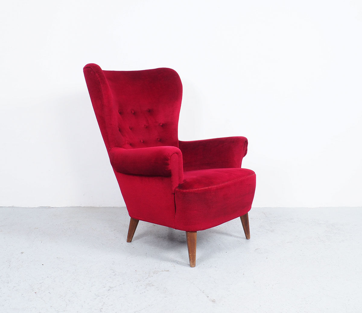Red Velvet Armchair by Theo Ruth for Artifort, 1950s