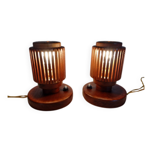 Paire lampe chevet - bois
