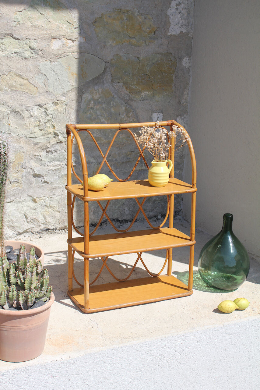 Etagère rotin vintage