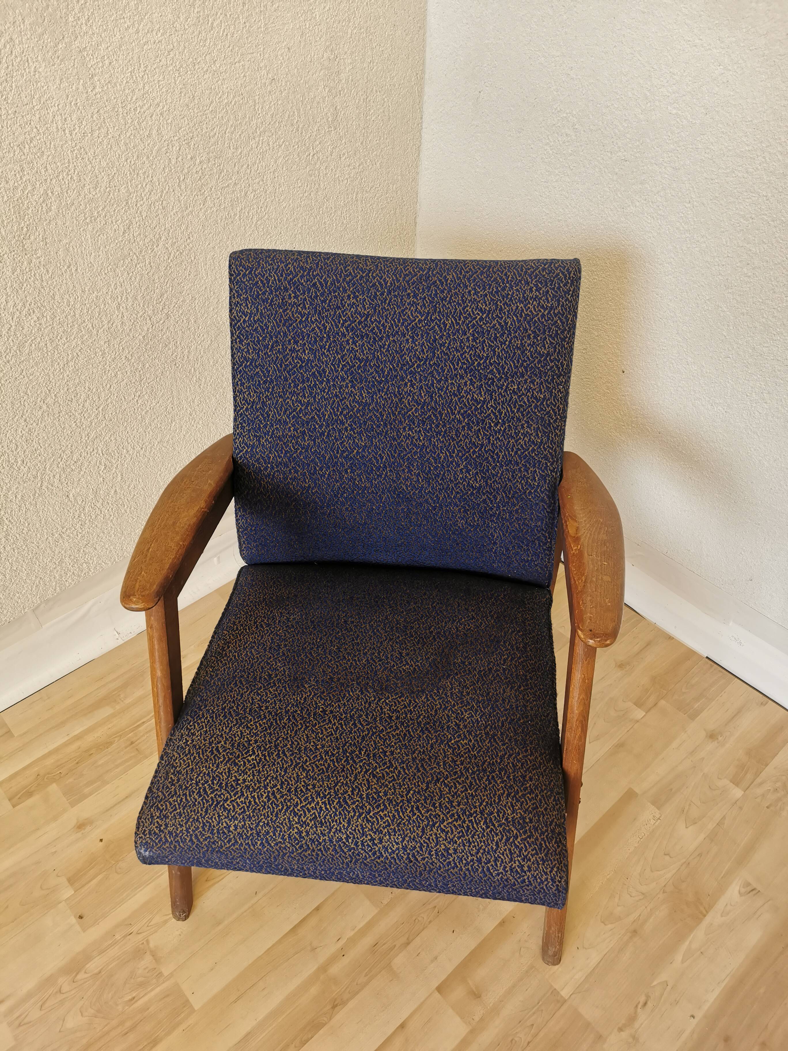 Vintage Royal Blue Armchair: Mid-Century Modern Lounge Chair