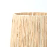 Lampe bleue en céramique, abat jour en raphia, années 70