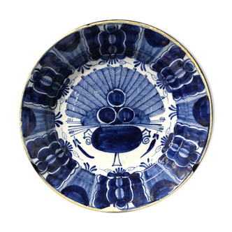 18th Century Delft Pottery Dish - Wall Board - The Three Clocks -31 Cm.