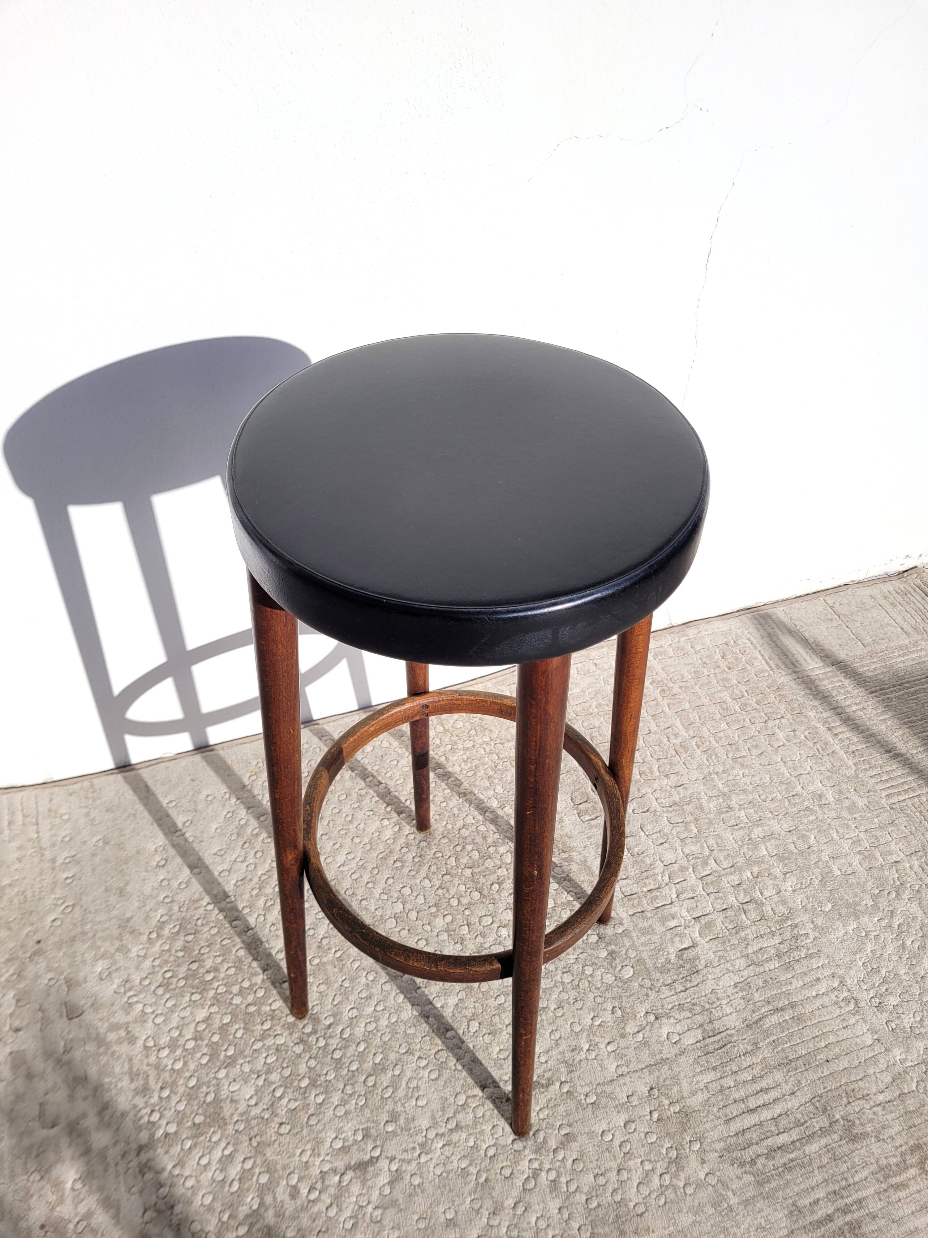High wood stool & black imitation