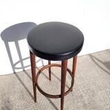 High wood stool & black imitation