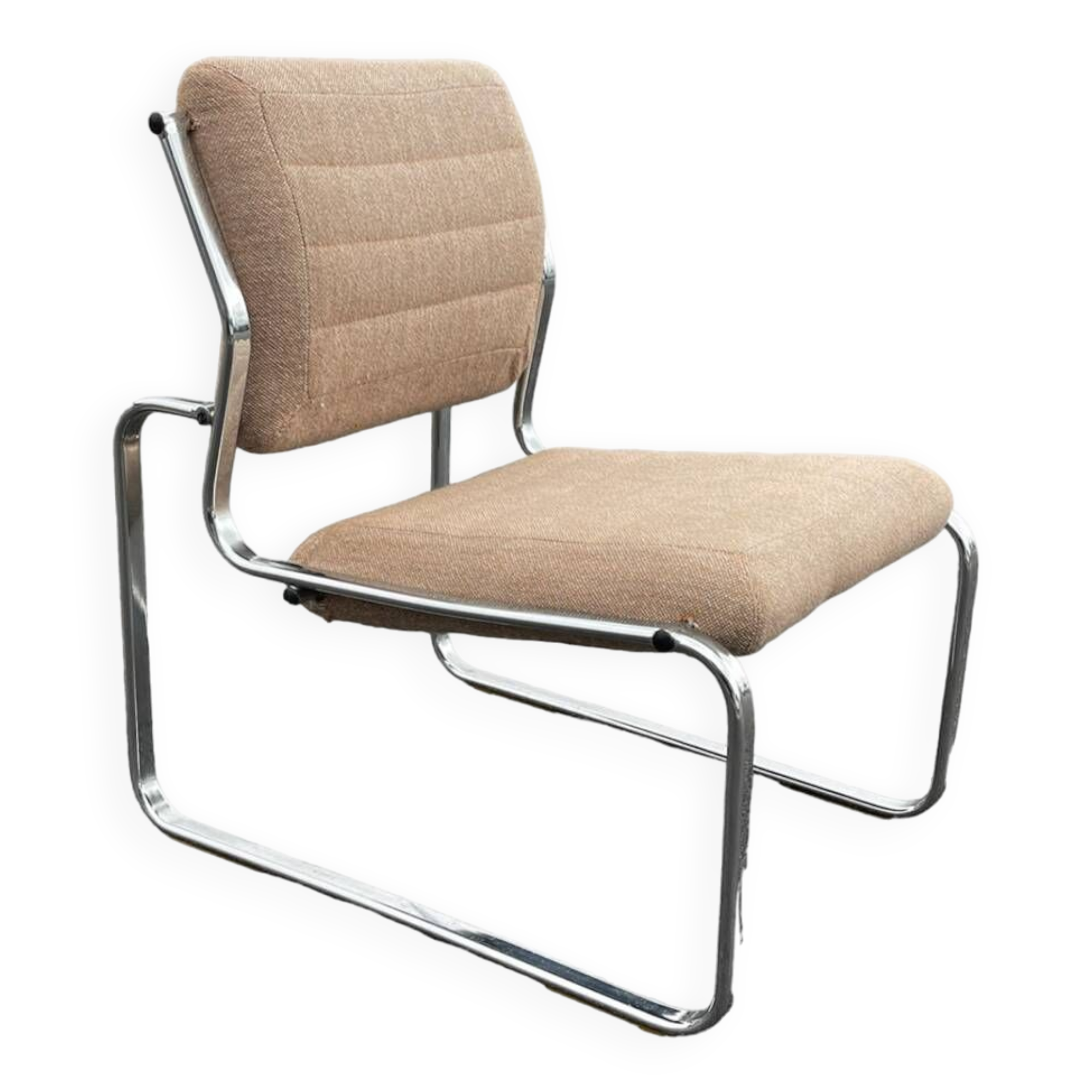 Atal fabric and chrome living room armchair/chair 1970