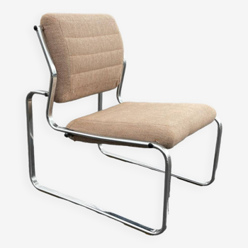 Atal fabric and chrome living room armchair/chair 1970