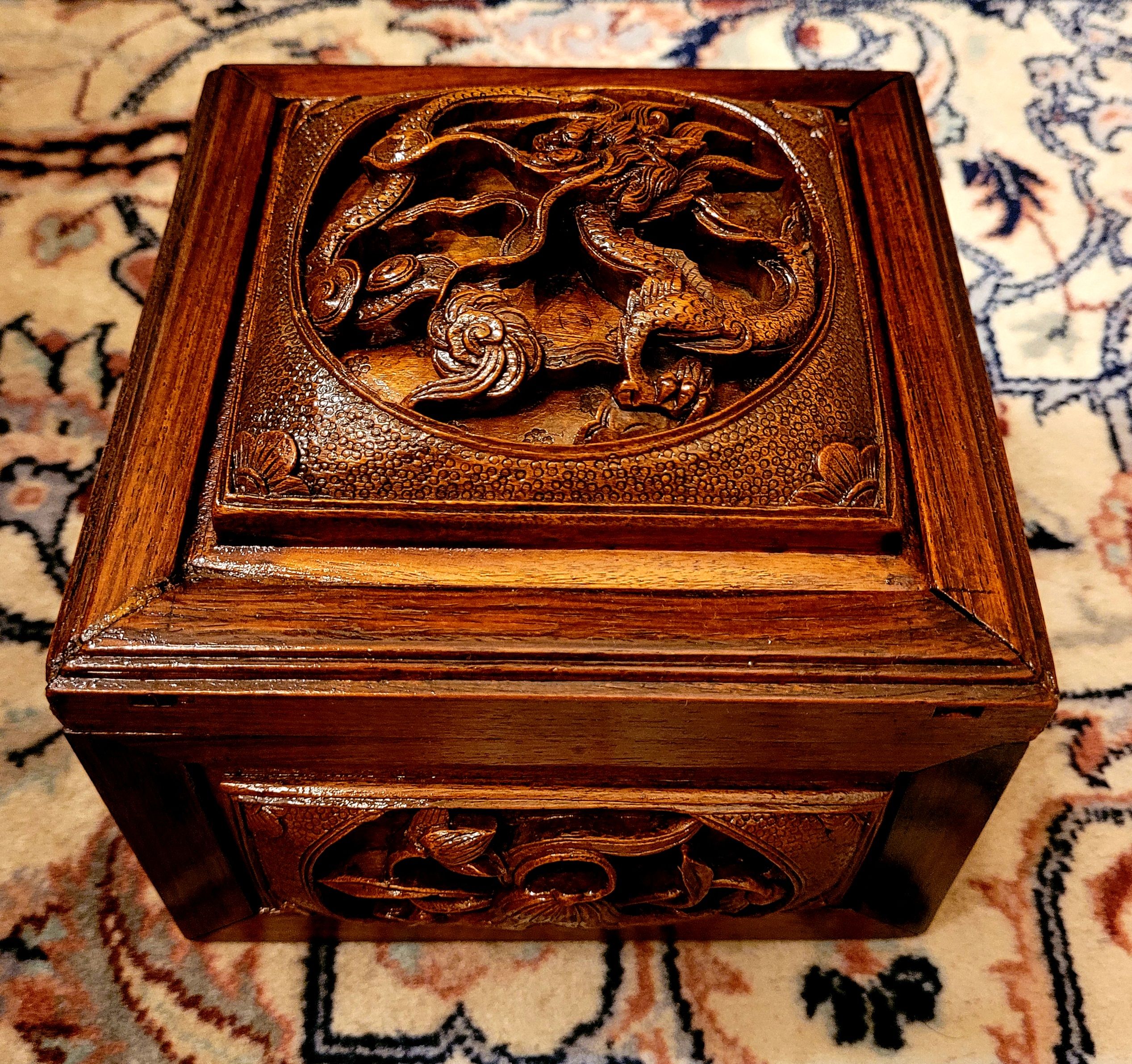 Vintage wooden box tea box 19th century Asia Indochina China