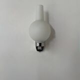 Paire d'appliques vintage en chrome et verre sablé, France, 1960