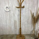 Vintage rattan coat rack
