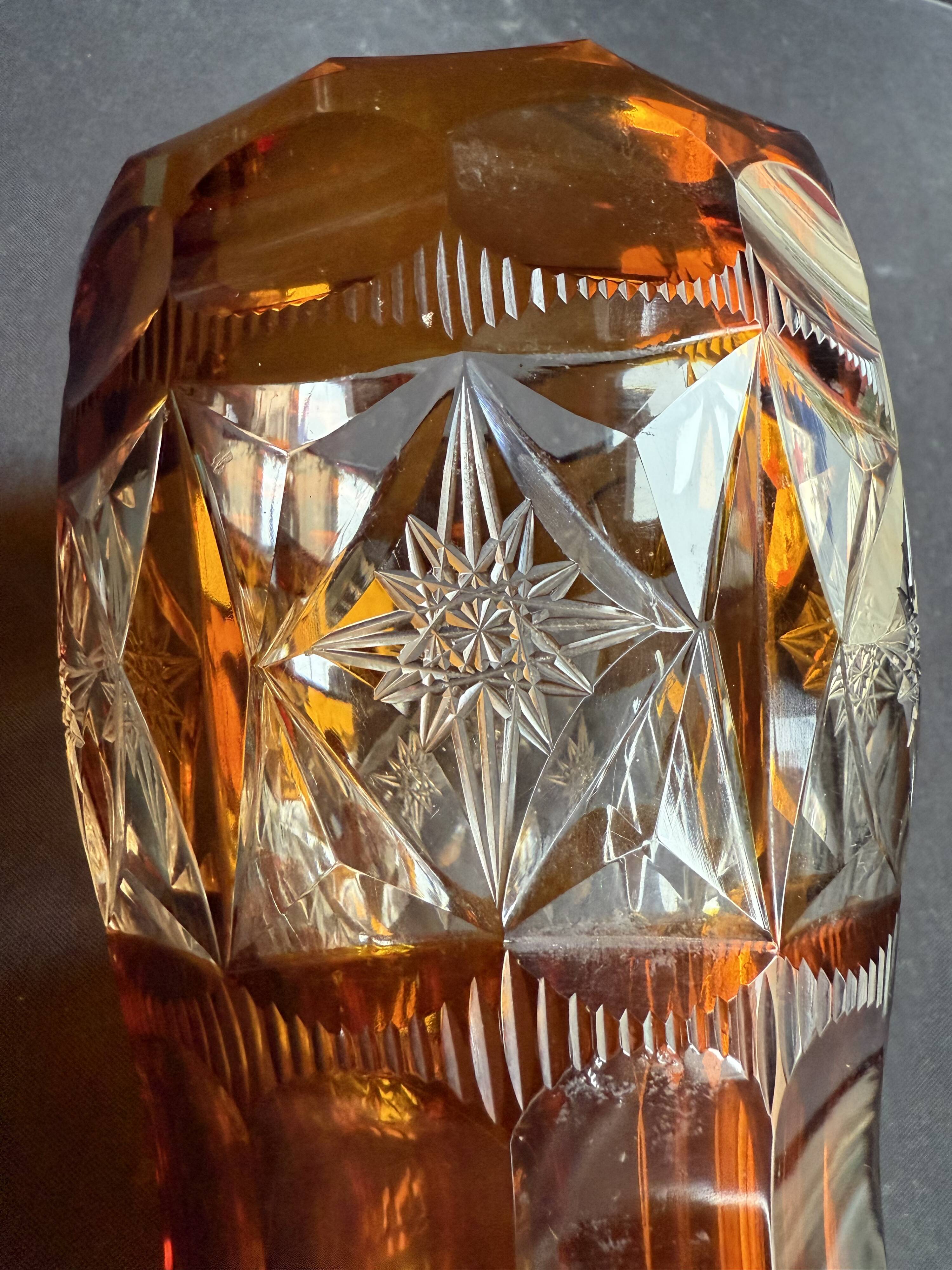 Amber Crystal Vase – Bohemia