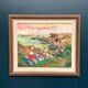 Huile sur toile suédoise d'époque mi-siècle – « Pique-nique » par Nils Sewerin – Cadre vintage 78 × 67 cm (30,7" × 26,4")