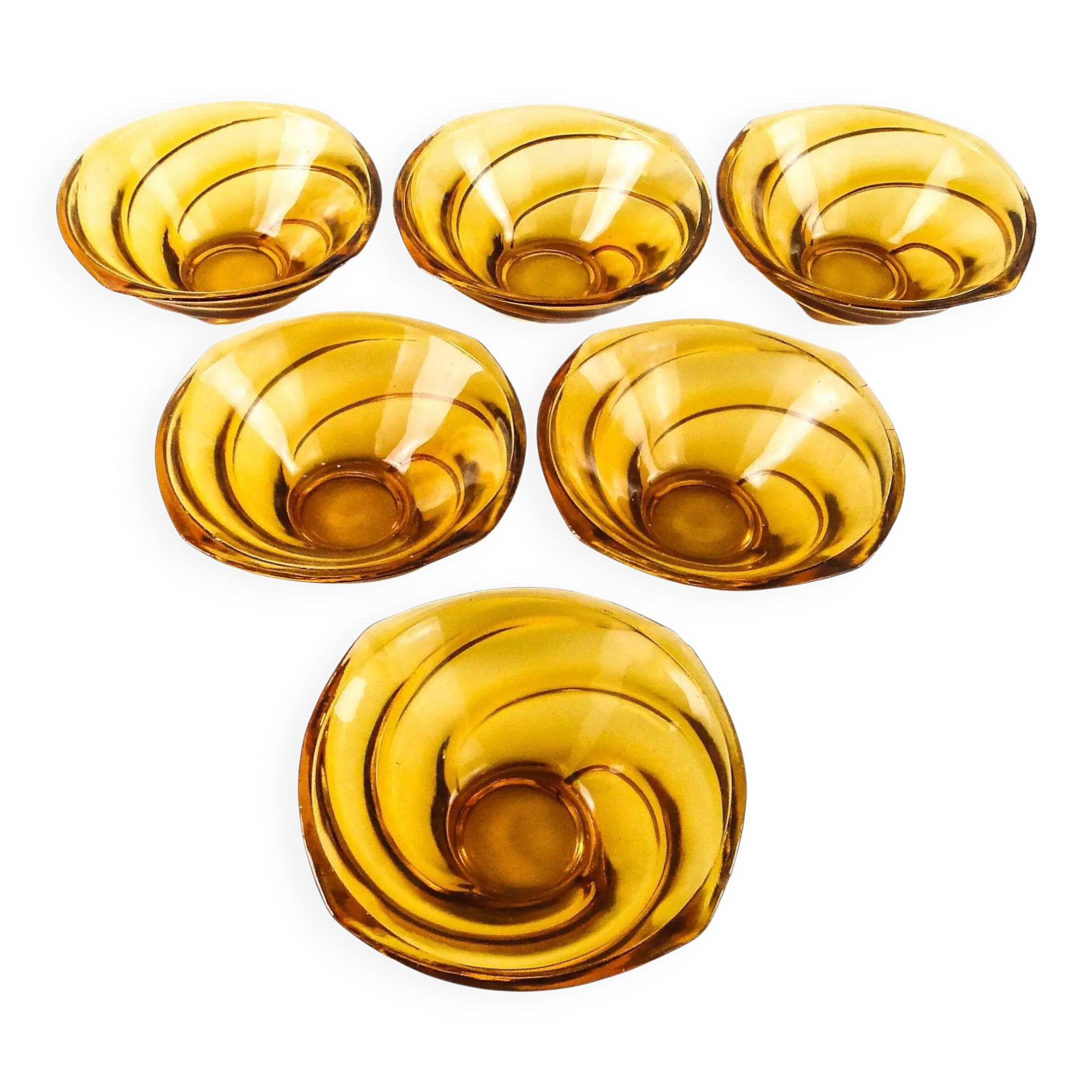 Ensemble d'assiettes à salade Wir, style moderne du milieu du siècle, verre pressé, Ząbkowice, Pologne, années 1970.