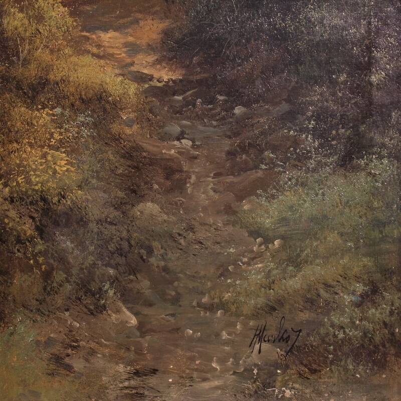 Italian painting signed Marko forest landscape from 19th century