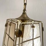Vintage mother-of-pearl and brass pendant light