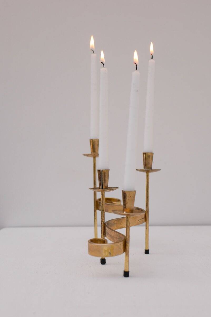 Mid-century modern metal candlesticks by Gunnar Ander for Ystad-Metall, Sweden, 1960s