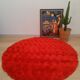 Round carpet in red moumoute style pelfran diameter 130cm vintage
