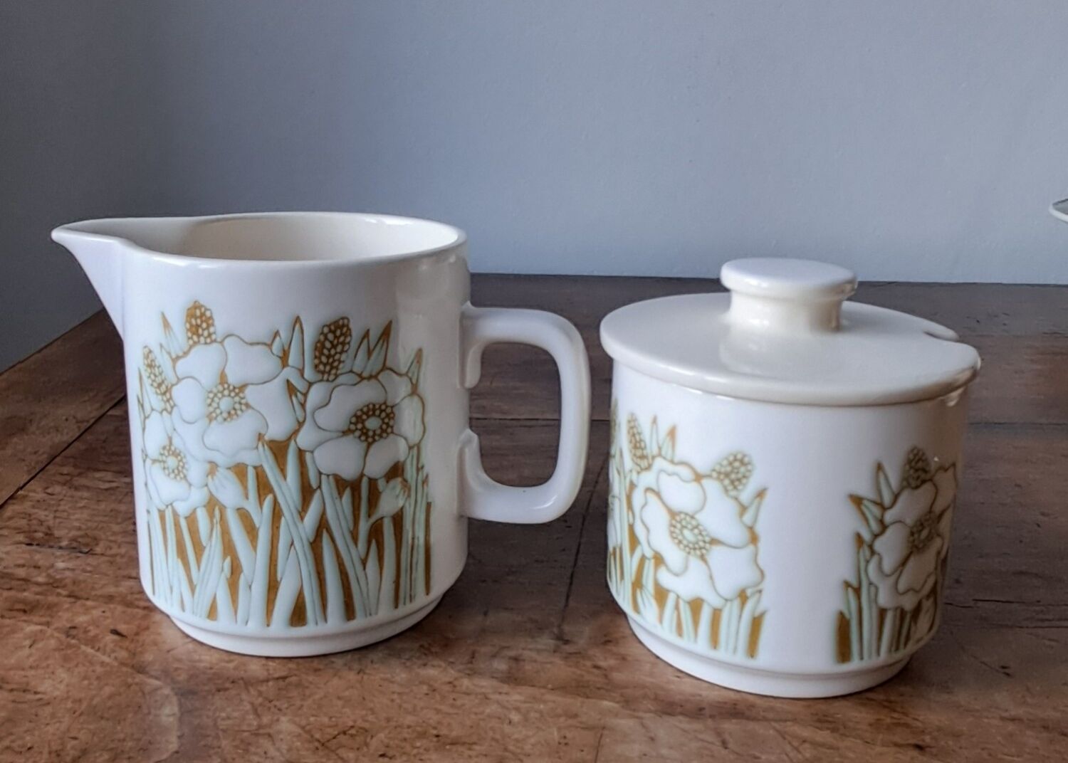 Pot à lait et confiturier Hornsea Fleur. 1970. England