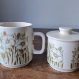 Pot à lait et confiturier Hornsea Fleur. 1970. England