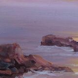 Oil on canvas signed - Seaside