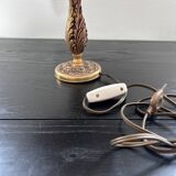 Brass lamp with pagoda shade