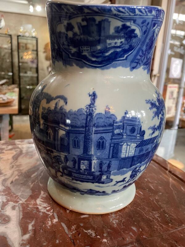 Pichet et bol en grès bleu et blanc Victoria Ware