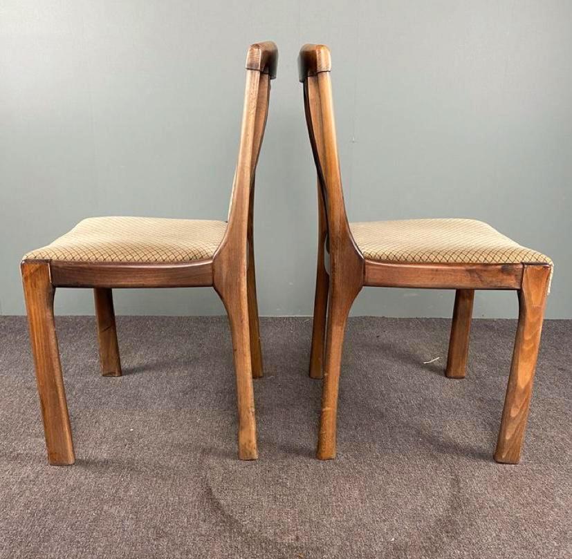 Set of 4 vintage wooden dining chairs 60s