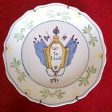 Revolutionary plate 1789 earthenware of Nevers