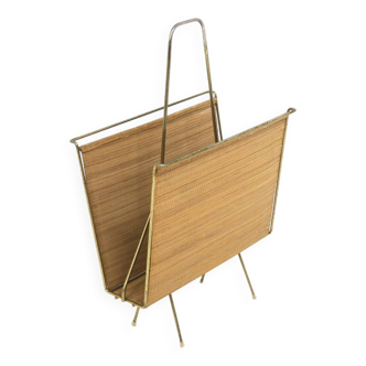 Pine and metal magazine rack, Sweden, 1950