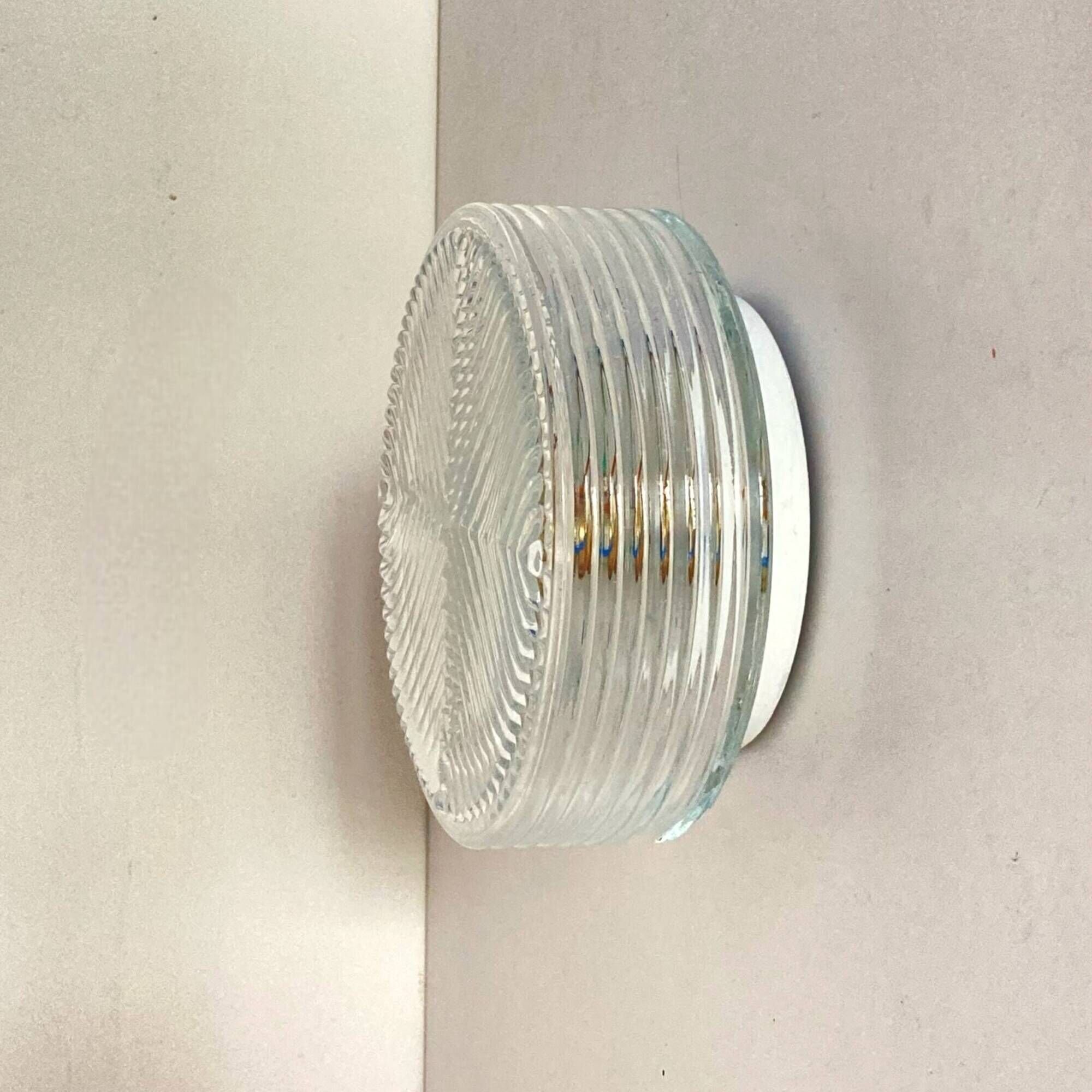 Round ceiling light wall light in minimalist glass 1970 1980 seventies eighties LAMP-7129