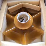 Draped tulip pendant in caramel opaline & brass – Vintage