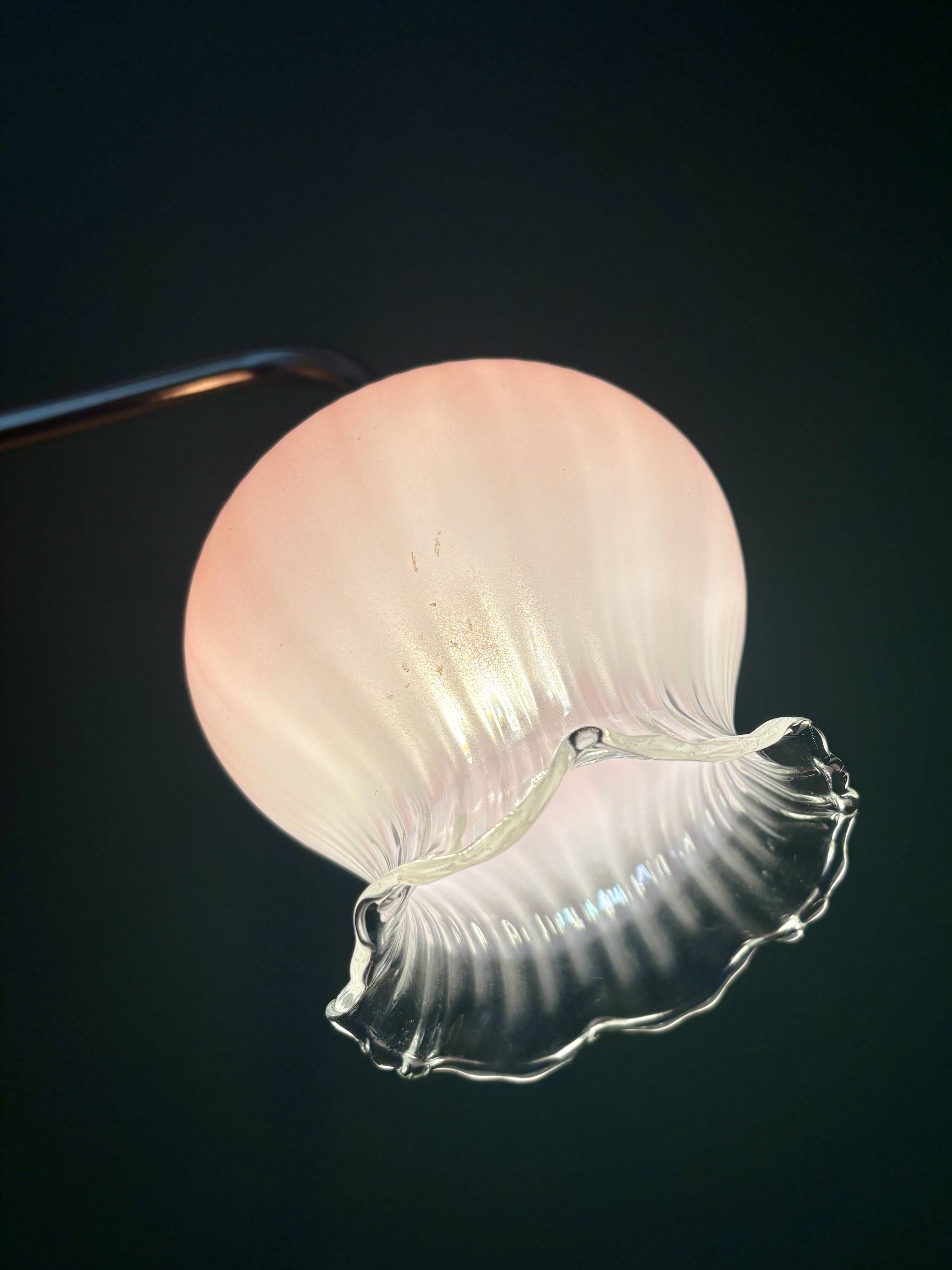 Vintage pink and clear glass elbow wall light.