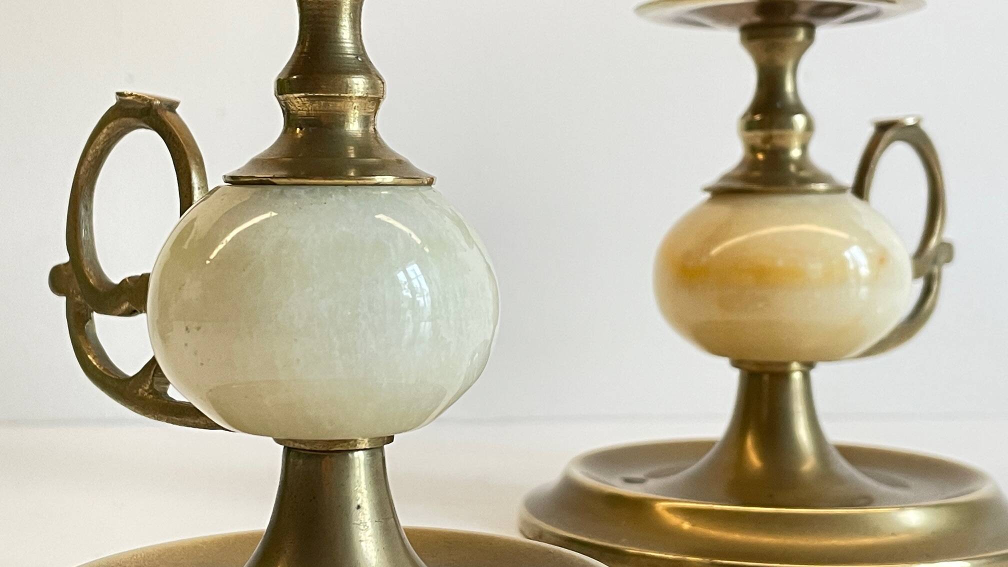 BOUGEOIRS Vintage Onyx Marble and Brass