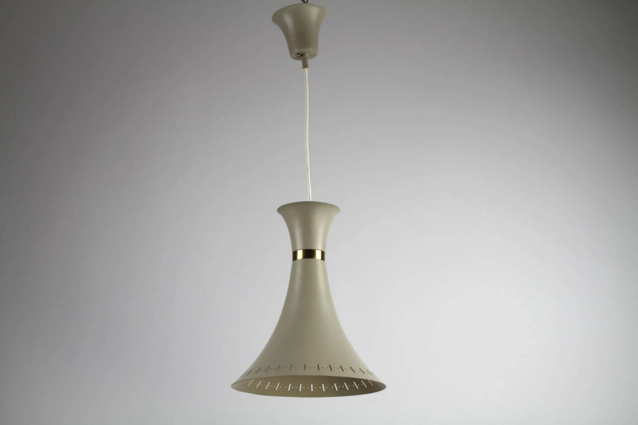 Light Grey Metal Pendant Lamp – Diabolo Shape, Scandinavia, 1960s