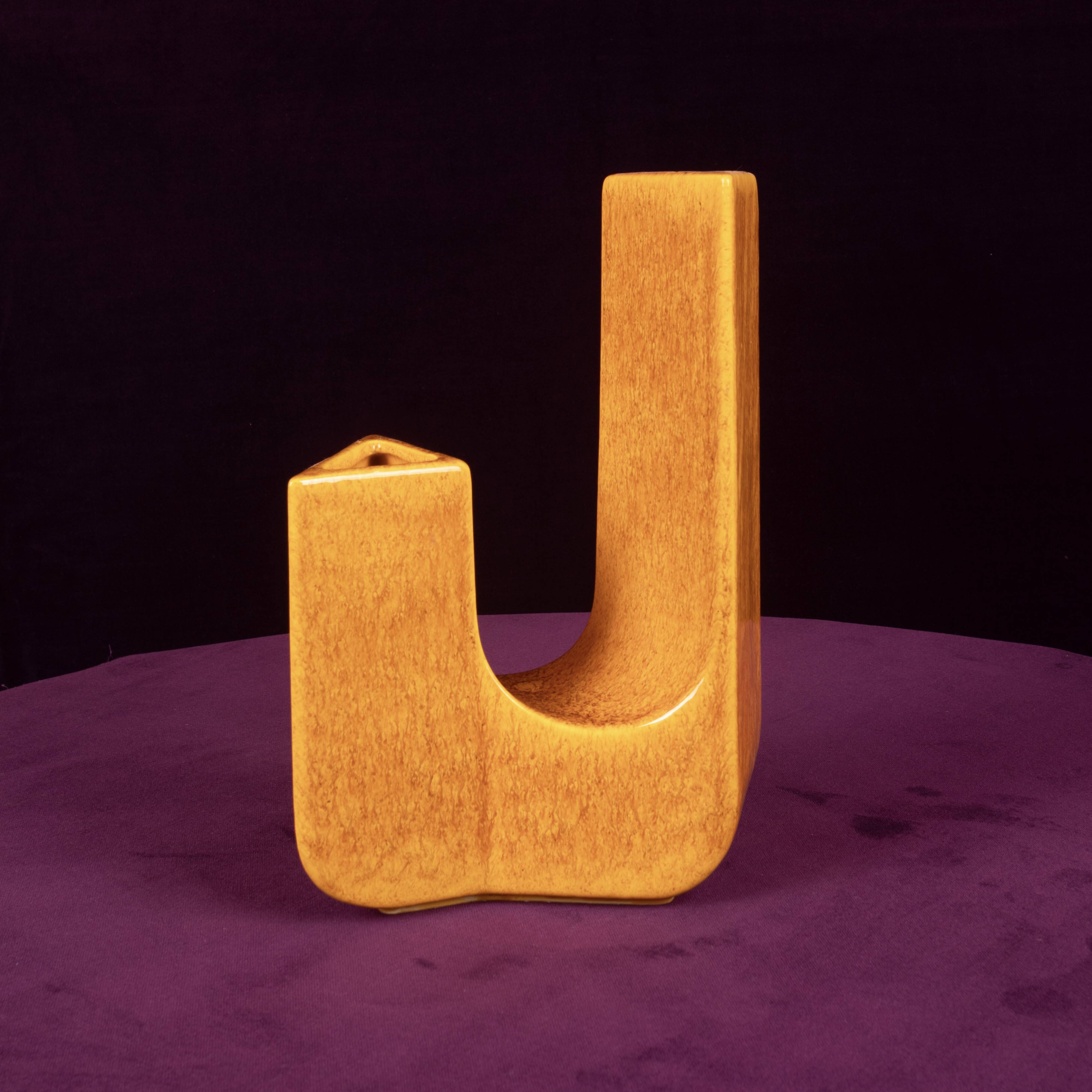 Sculptural Amber Ceramic Space Age Vase, Italy 1970