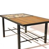 Vintage coffee table 1970 - Ceramic, oak and metal
