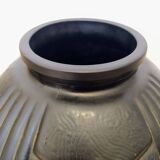 Art Deco Vase in Purple Pressed Molded Glass in the style of Pierre d'Avesn