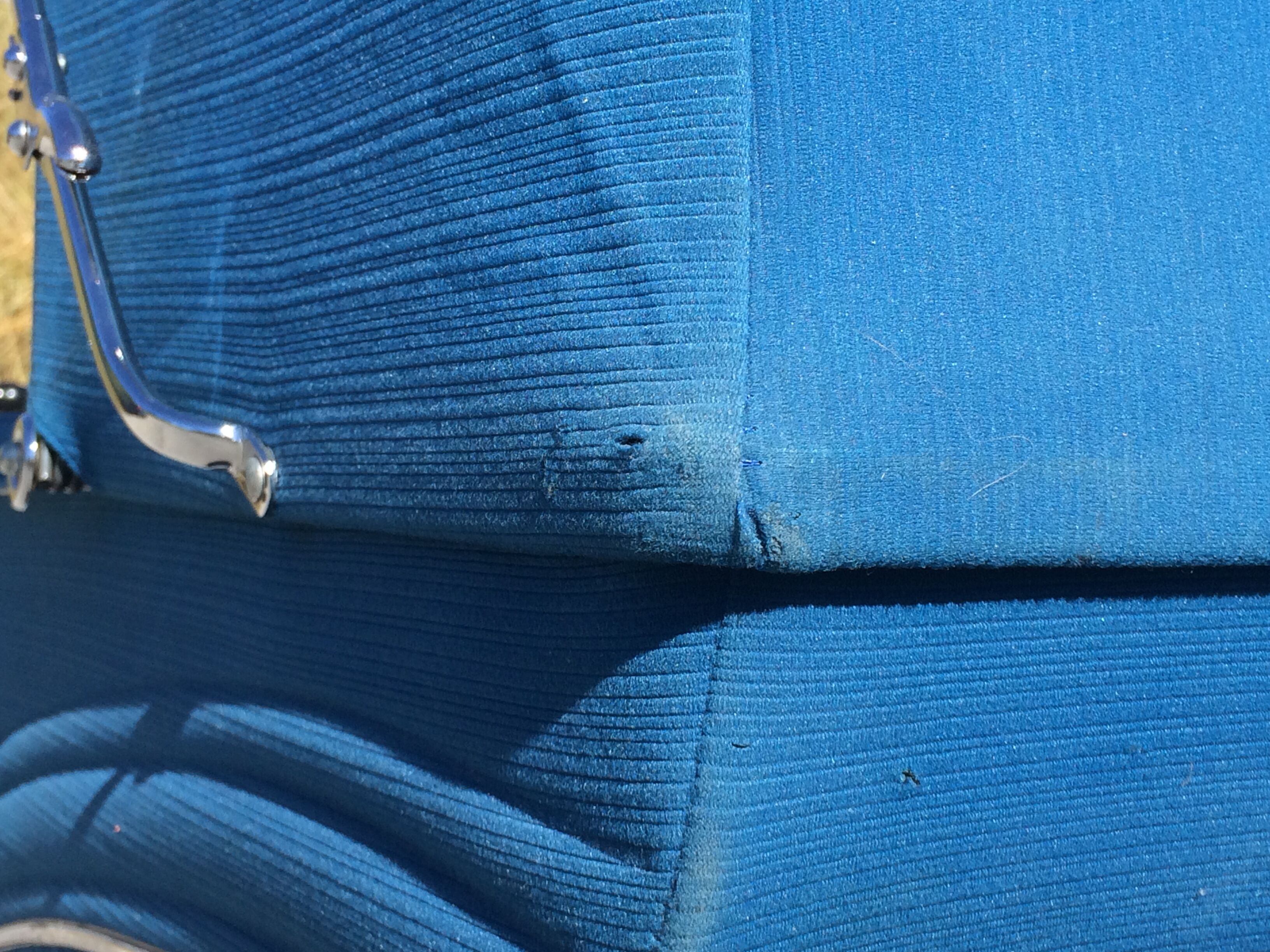 Vintage Landau Aubert duck blue velvet - 70s