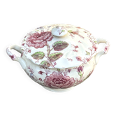Vintage sugar bowl in English earthenware, Johnson Brothers Rose Chintz pattern.