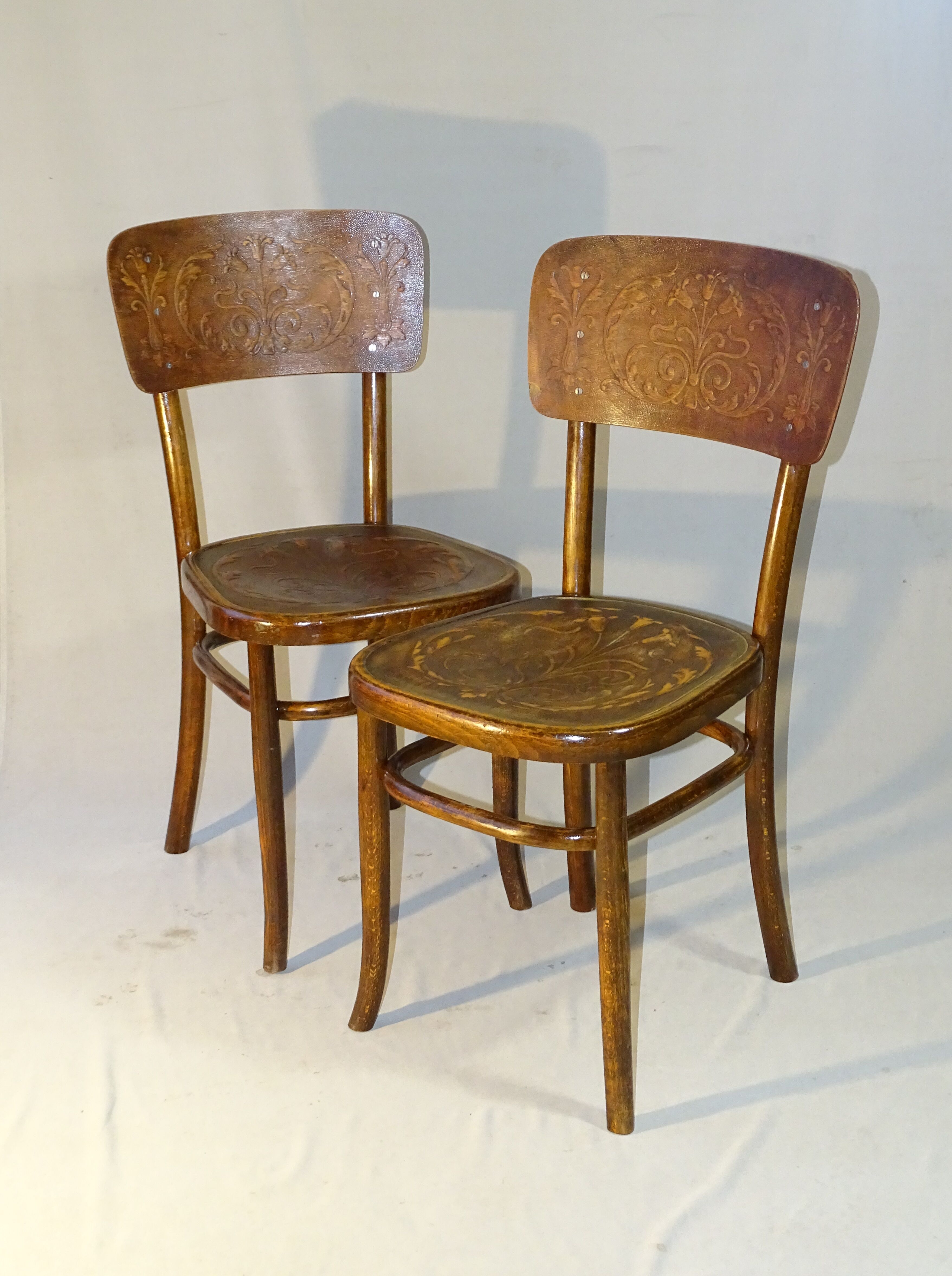 2 Fischel chairs circa 1910 sitting art nouveau bistro